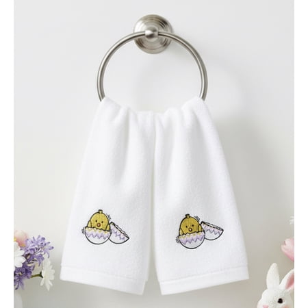 Serafina Home Bathroom Easter Tip Towel – Baby Chick 100% Cotton Fingertip Towel 12 x18 Inch Perfect for Housewarming-Christmas-Birthday Christening Shower Gift Decor