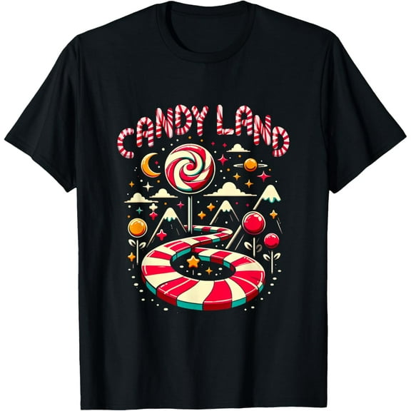 Xmas Candy Land Rainbow Trail Candy Cane Merry Christmas T-Shirt