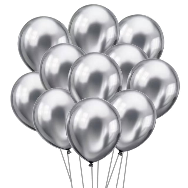 Balloons Ztikug, látex metálico plateado, 12 pulgadas, 50 unidades