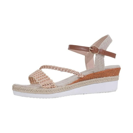 

Pyhlmscde Womens Sandals Summer Shoes Platform Wedges Sandal Espadrilles Open Toe Sandals Comfortable Ankle Strap Slip On Sandals