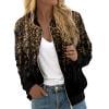 thumbnail image 3 of shqvo Women's Bomber Jacket Long Sleeve Blazer Glitter Front Zip With Pockets Casual Sparkly Party Outerwear Lightweight Loose Casual Fall Coats Full Zipper Sweatshirt, 3 of 6