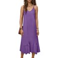thumbnail image 3 of Vestido Largo de Hombro sin Mangas Cómodo sin Mangas Vestido Sólido de Cuello Redondo para Verano Y Primavera Vestido Casual Pantalones para Mujeres, 3 of 7