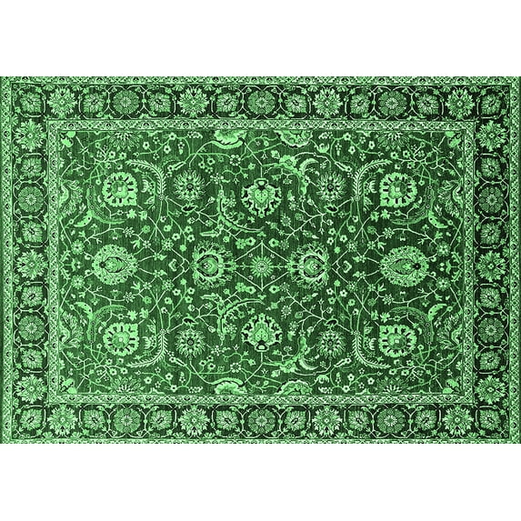 Ahgly Company Indoor Rectangle Oriental Emerald Green Traditional Area Rugs, 5' x 7'