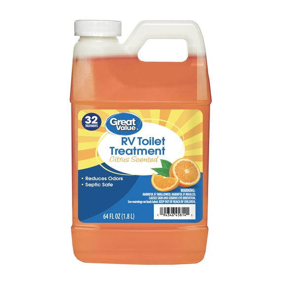 Great Value RV Toilet Treatment Citrus Scent Liquid 64 fl oz