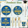 thumbnail image 3 of Stcomart Graduation Plates and Napkins Party Supplies，Class of 2025 Congrats Grad Disposable Tableware Set Include Paper Plate Napkin Cup Knife Spoon for Congrats Grad Party Decoration，Blue, 3 of 6