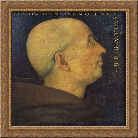 Potrait of Don Biagio Milanesi 20x20 Gold Ornate Wood Framed Canvas Art by Perugino, Pietro