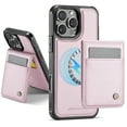 thumbnail image 3 of ELEHOLD Luxury PU Leather Magnetic Case For iPhone 16 Detachable Back Wallet Stand Function Card Case, Mag Safe Compatible, RFID Blocking Technology Shockproof Cover - Pink, 3 of 11