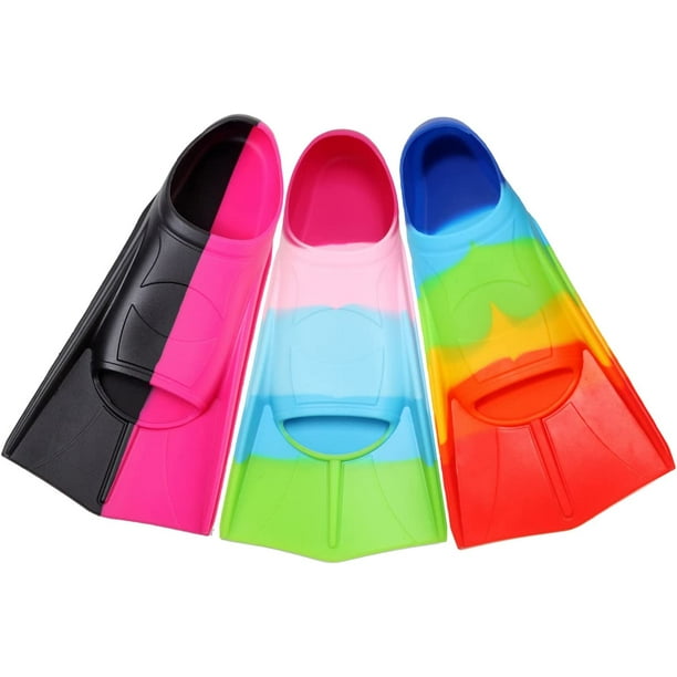 Kids Swim Fins,Short Youth Fins Swimming Flippers for Lap Swimming and Training for Child,Girls