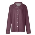 thumbnail image 5 of Holzkary Womens Button Down Shirt Casual Long Sleeve Cotton Blouse Loose Fit Collared Work Gauze Tops Women's Fashion Casual Solid Color Button Long Sleeve Shirts Tops Purple Xxl, 5 of 7