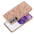 thumbnail image 4 of Compatible with Samsung Galaxy S21 Plus Glitter Plating Case, Luxury Bling Sparkly Shiny Cute Soft TPU Plating Bumper Raised Camera Shockproof Back Cover Wireless Charging for Women Girl, Rosegold, 4 of 6
