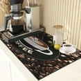 thumbnail image 5 of Coffee Mat for Countertops, Cup of coffee beans Dish Drying Mat 2 Pcs for Kitchen Coffee Bar Accessories, Coffee Maker Espresso Machine Dish Rack Hide Stain Rubber Backed 12x19In, 5 of 6