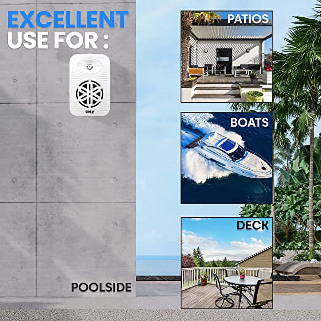 Pyle Indoor Outdoor Speakers Pair - 500 Watt Dual Waterproof 5.25” 2-Way Full Range Speaker White