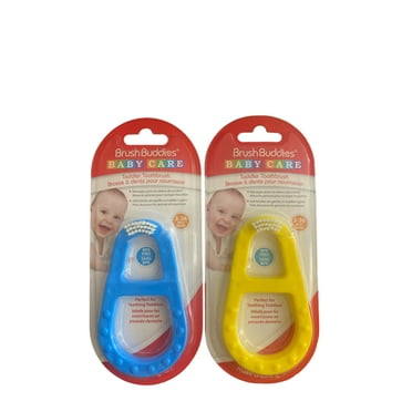 Brush Buddies Baby Care Toddler Toothbrush, Pack of 2 (Blue & Yellow), BPA-Free, Soft Bristles, 3-36 Months
