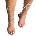 thumbnail image 4 of Sandalias de mujer Vendaje Rhinestones Transpirable Verano Zapatos planos Wmkox8yii  nm8978, 4 of 4