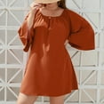 thumbnail image 5 of Plus Size Dress for Women Cold Shoulder Long Sleeve Solid Color Tunic Tops T Shirts Dress Casual Loose Summer Mini Dress, 5 of 6