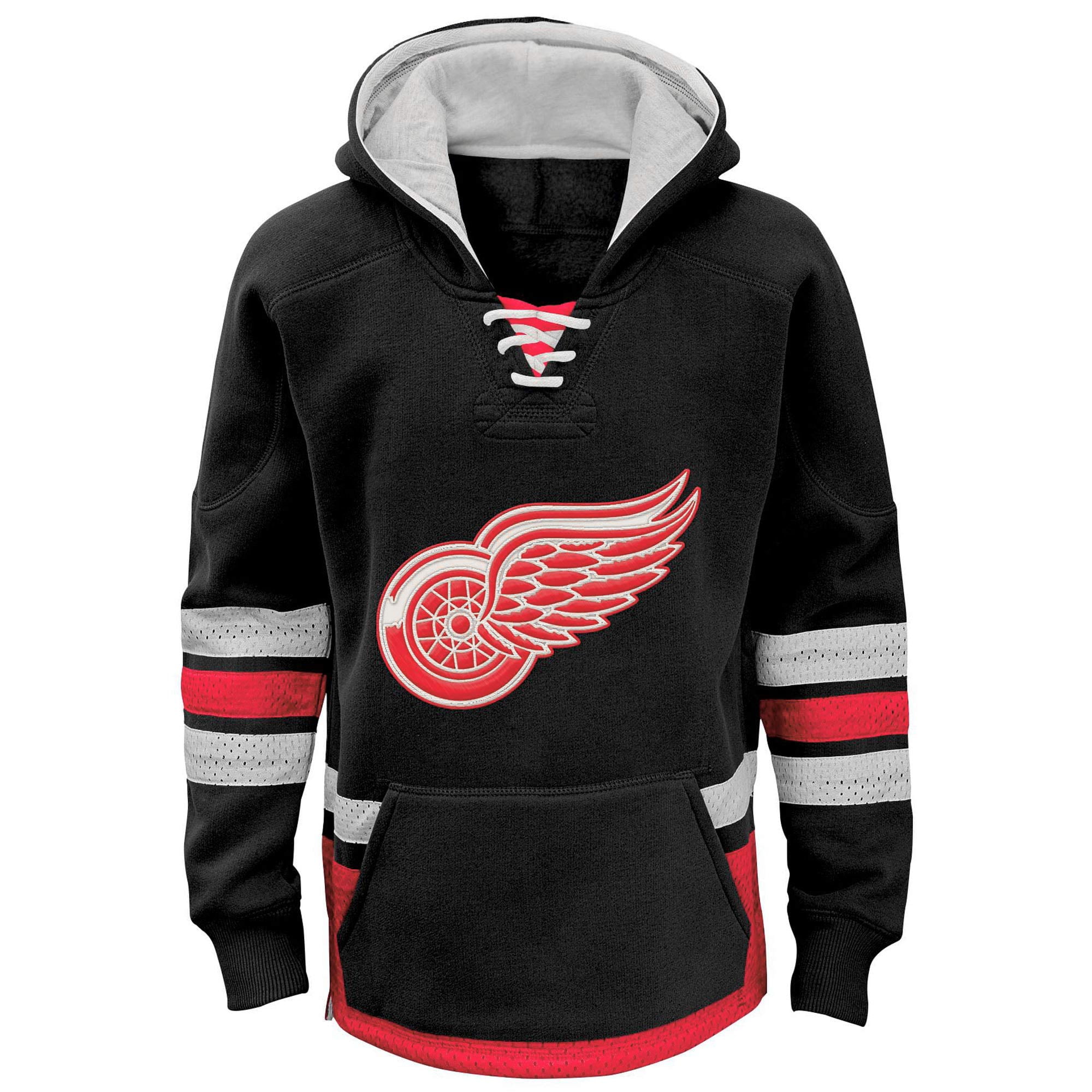 Detroit Red Wings CCM Youth Retro Skate Pullover Hoodie Black by Outerstuff