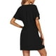 thumbnail image 1 of Minnieouse Vestidos con cuello en V para mujer, moda S-XXL, de playa de manga corta para mujer, vestido de Color sólido por encima de la rodilla, Vestidos Negro S Minnieouse AP011466-01, 1 of 6