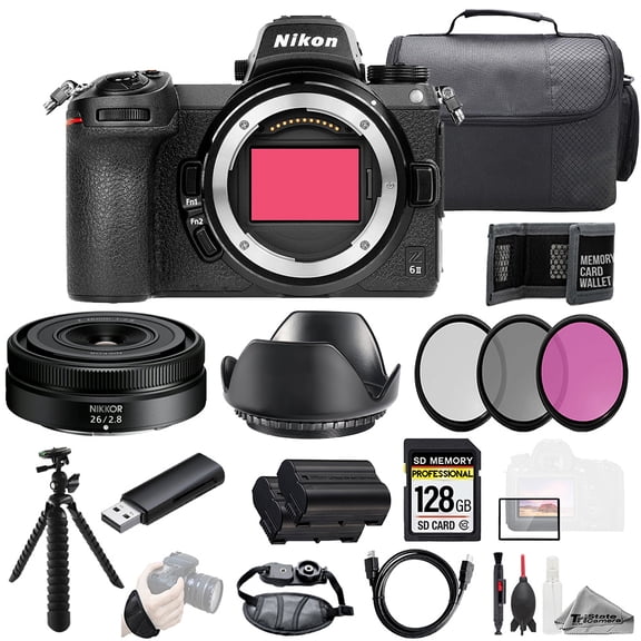 Nikon Z6 II   NIKKOR Z 26mm f/2.8 Lens 128GB   Ext Bat  3 PC Filter- Kit (International Version)