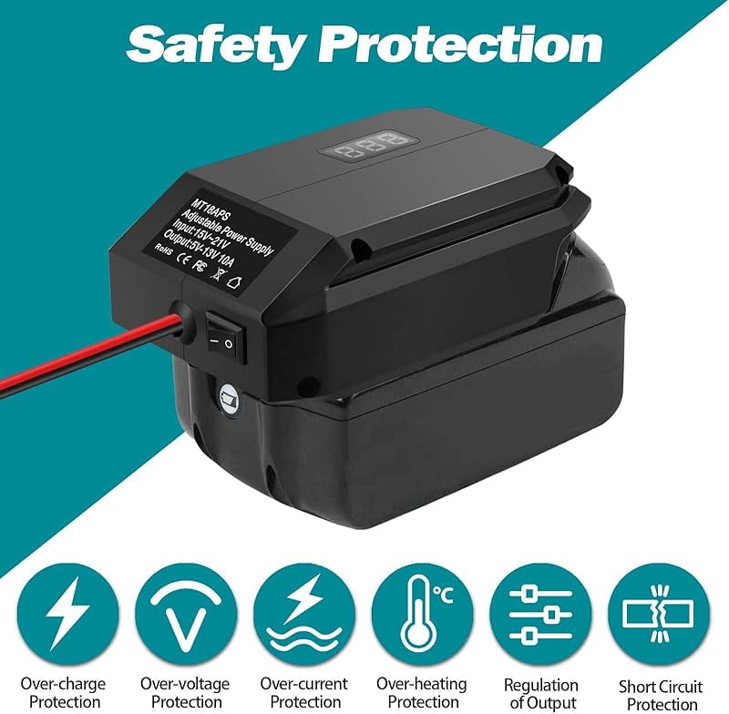 DC 18V to 12V Step Down Converter for Ma*kita 18V Battery, Power Wheels Adapter, Cigarette Lighter Buck Adapter for Car Power Tools, Car Refrigerator