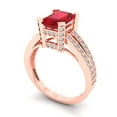 thumbnail image 2 of 2.45 ct Emerald Cut Simulated Pink Tourmaline Solitaire with Simulated Diamond Accents 14K Rose Gold Womens Engagement Ring, 2 of 5