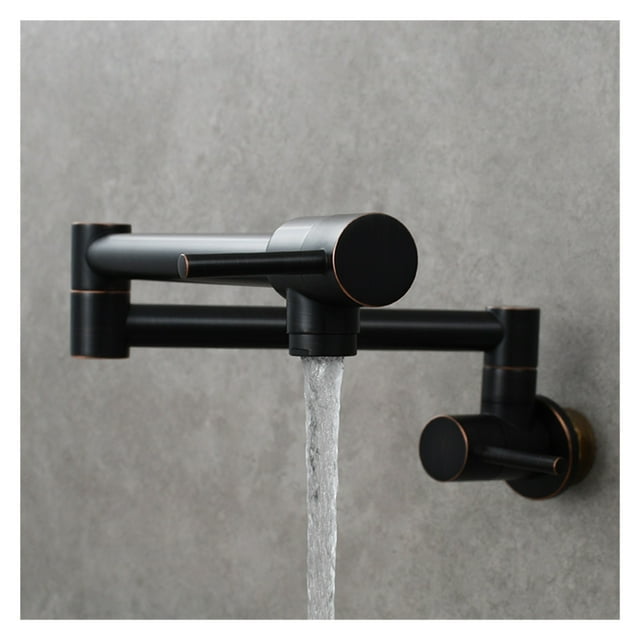 Brass Chrome Kitchen Faucet Dual Handle Kitchen Tap Wall Mounted Folding Double Handle Single Cold Water Tap ,Easy to Install