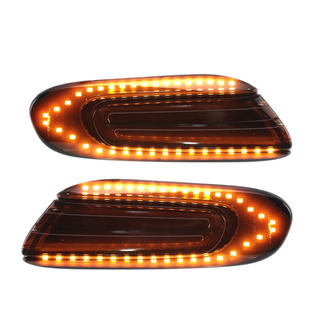 Luz de marcador lateral de aleta Unique Bargains para Mini Cooper One 14-20 Luz de repetidor lateral LED amarilla Alojamiento de señal de giro frontal izquierdo derecho
