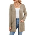 thumbnail image 3 of Eternatastic Womens Solid Long Sleeve Button Down Rib Knit Cardigan Sweater Coat Casual Open Front Long Cardigan, 3 of 5