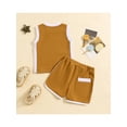 thumbnail image 3 of FEORJGP Toddler Baby Boys Shorts Set 3M 6M 12M 18M 2Y 3Y Infant Sleeveless Vest Crew Neck Waistcoat Patchwork Tank Top with Elastic Waist Shorts Newborn Loose Casual Summer Outfit, 3 of 9