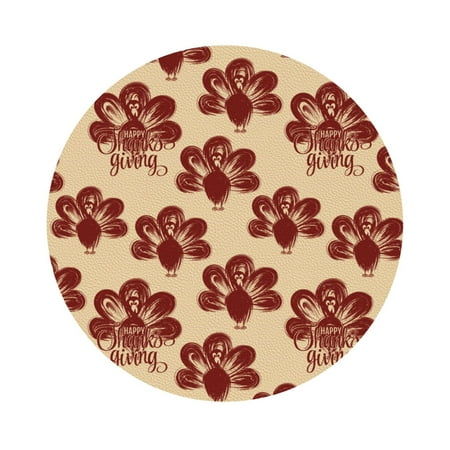 

Pofeuu Thanksgiving Sketch Turkey Print Leather Coasters Set of 6 Round Cups Mugs Mat Pad for Home Kitchen Heat Resistant Drink Coasters Round Shape