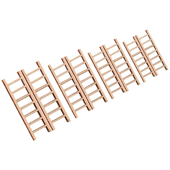 unbranded 8pcs Miniature Wood Ladders Mini Wooden Step Ladders Garden Decoration Miniature Furniture Prop