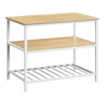 thumbnail image 1 of VASAGLE Kitchen Island with 3 Shelves, 39.4 Inches Kitchen Shelf with Large Worktop, Stable Steel Structure, Industrial, Easy to Assemble, Oak Beige and White KKI005W09, 1 of 7