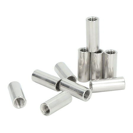 

Fastening Nuts 304 Stainless Steel Sturdy L35mm 10 Pcs M10 Round Coupling Nut For Maintenance