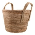 thumbnail image 4 of Cesta de mimbre decorativa para plantas de algas marinas, hecha a mano, con asas trenzadas, redonda y natural, para mantas y plantas, 4 of 8