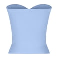 thumbnail image 5 of QLEICOM Womens Strapless Crop Top Sexy Sweetheart Neck Ribbed Knit Twisted Knot Front Sleeveless Tanks Top Basic Tank Vest Sky Blue L, US Size:8, 5 of 6