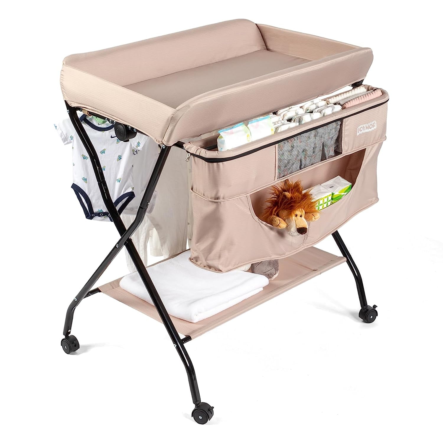 JOYMOR Baby Changing Table Folding Diaper Changing Station with Wheels