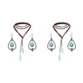 thumbnail image 1 of mmirethe Dangle Earring Long Pattern Hanging Pendant Popular Accessories Bohemian Necklace Anniversary Gift Decorations Neck Chain Necklace Earring Set 2Set, 1 of 6