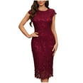thumbnail image 2 of Sakmal Curvy Casual Dresses for Women Sheath Bodycon Red Long Dress Lace Sexy Dresses for Women, 2 of 7