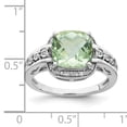 thumbnail image 2 of Primal Silver Sterling Silver Rhodium-plated Diamond and Checker-cut Green Quartz Ring, 2 of 4