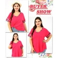 thumbnail image 2 of TIYOMI Ladies Plus Size 4X Floral Tunic Short Sleeve Hot Pink V Neck Shirt Casusal Tops Color Block Blouses 4XL 24W 26W, 2 of 3