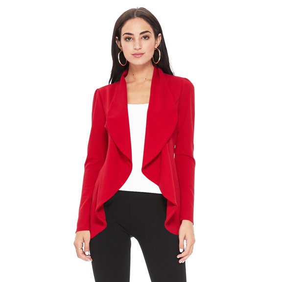 Women's Elegant Solid Stretch Open Front Long Sleeve Blazer Jacket