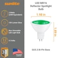 thumbnail image 3 of Sunlite LED MR16 Reflector Spotlight Bulb, 3 Watts (25W Halogen Bulb Equivalent), GU5.3 Bi-Pin Base, Non-Dimmable, Green, 6-Pack, 3 of 7