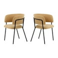 thumbnail image 2 of Cecil Modern Upholstered Dining Chairs, Armchairs with Metal Legs, Yellow, Set of 2, 2 of 8
