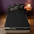 thumbnail image 4 of Homewish Clouds Stars Zipper Full Size Comforter Sets with Fitted Sheet and 2 Pillowcases, Black and Gold Zipper Bedding Set, Black Reversible, 4 of 7