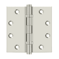 thumbnail image 2 of Deltana DSB45B14 4-1/2" X 4-1/2" Ball Bearing Square Corner Full Mortise Hinge - Nickel, 2 of 2