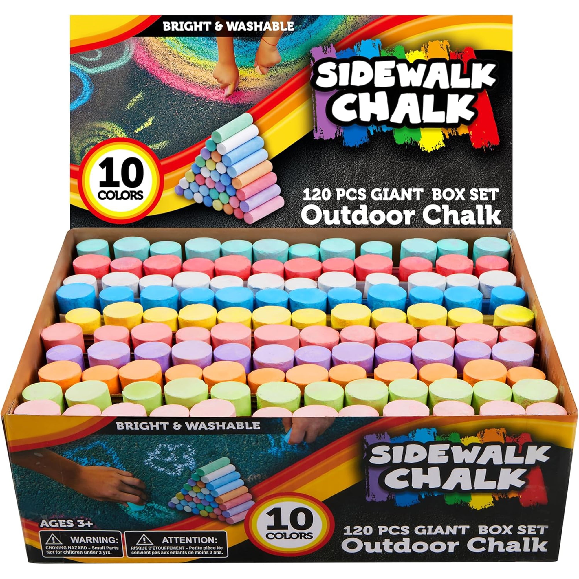 Joyfy 180PCS Washable Sidewalk Chalk Set for Kids with 20 Vibrant