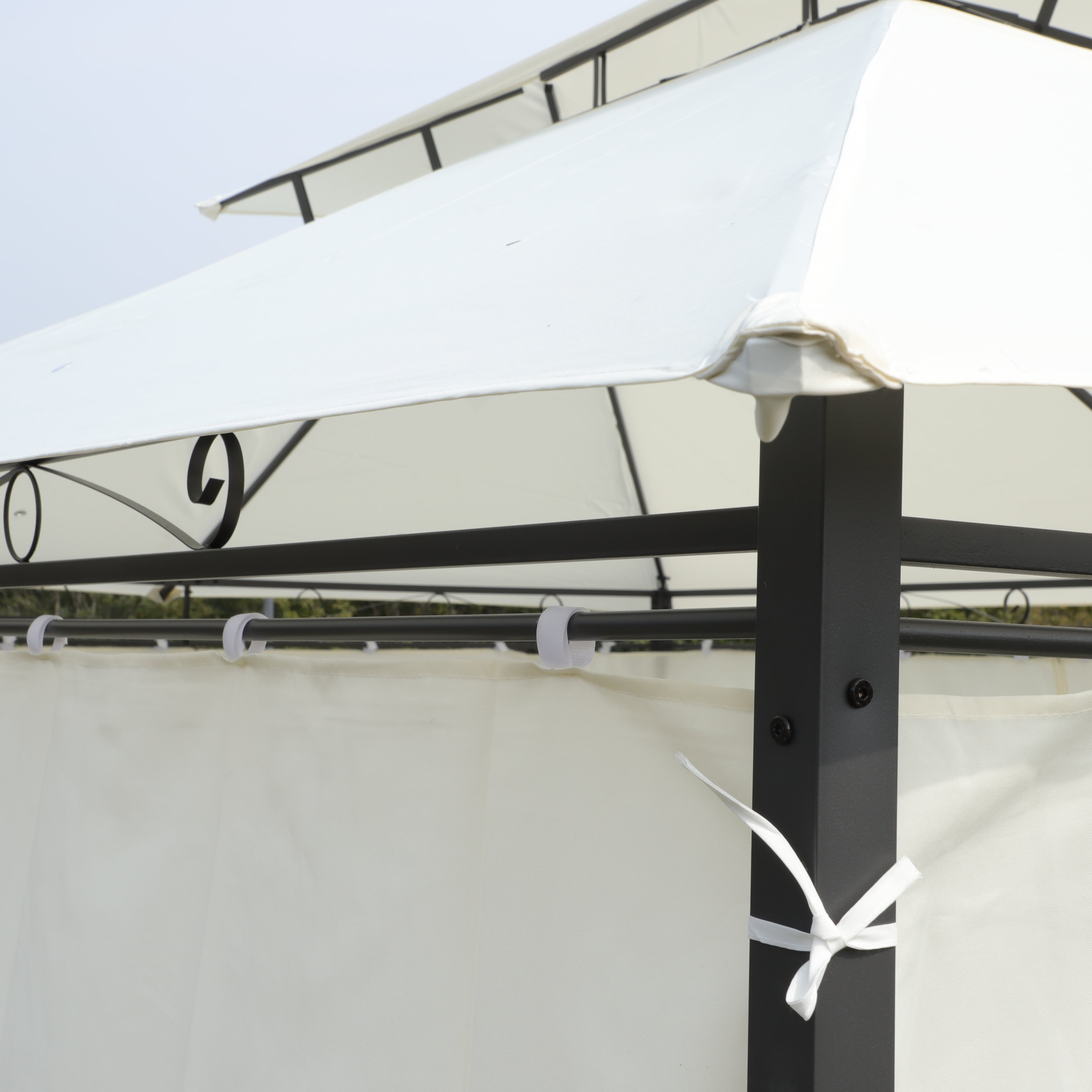 Outdoor Patio Gazebo 13x10 with Double Roof & Sidewalls, Steel Frame Canopy Tent with Detachable Curtains, Backyard Shelter for Lawn, Garden, Deck, Beige