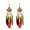 Colorful, variant on Long Feather Dangle Drop Statement Earrings for Women Gold-Toned Bohemian Enamel Fan Shaped Leaf Turquoise Beads Fringe Tassel Dangling Studs Earring Lightweight Fish Hook Vintage Ethnic Jewelry
