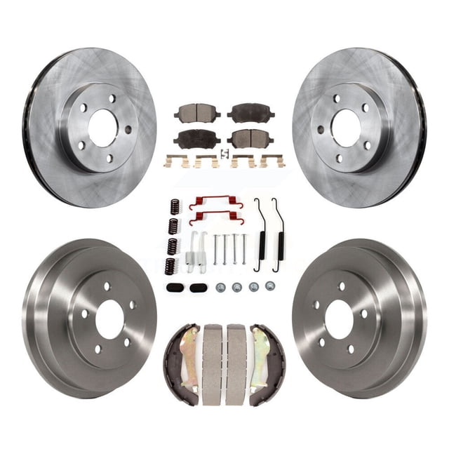 Transit Auto Front Rear Disc Brake Rotors Ceramic Pads and Drum Kit (7Pc) for Car Chevrolet Cobalt Pontiac G5 K8T-102754