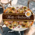 thumbnail image 2 of Orange Sunflower Pumpkins Round Tablecloth, Fitted Table Cover with Elastic for 36"-44" Round Tables, Pastoral Botanical Rustic Table Cloth Outdoor Indoor Dinning Party Waterproof Tablecloths, 2 of 7