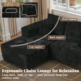 thumbnail image 5 of Ovios 133" Oversized Modular Sectional Sofa U-Shaped Corduroy Couch with Chaise & Ottoman Deep-Seat Sofa Set for Living Room, Black, 5 of 10
